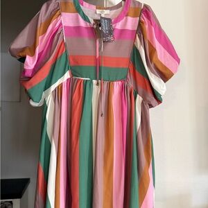 Entro Multicolor Striped womens mini dress
